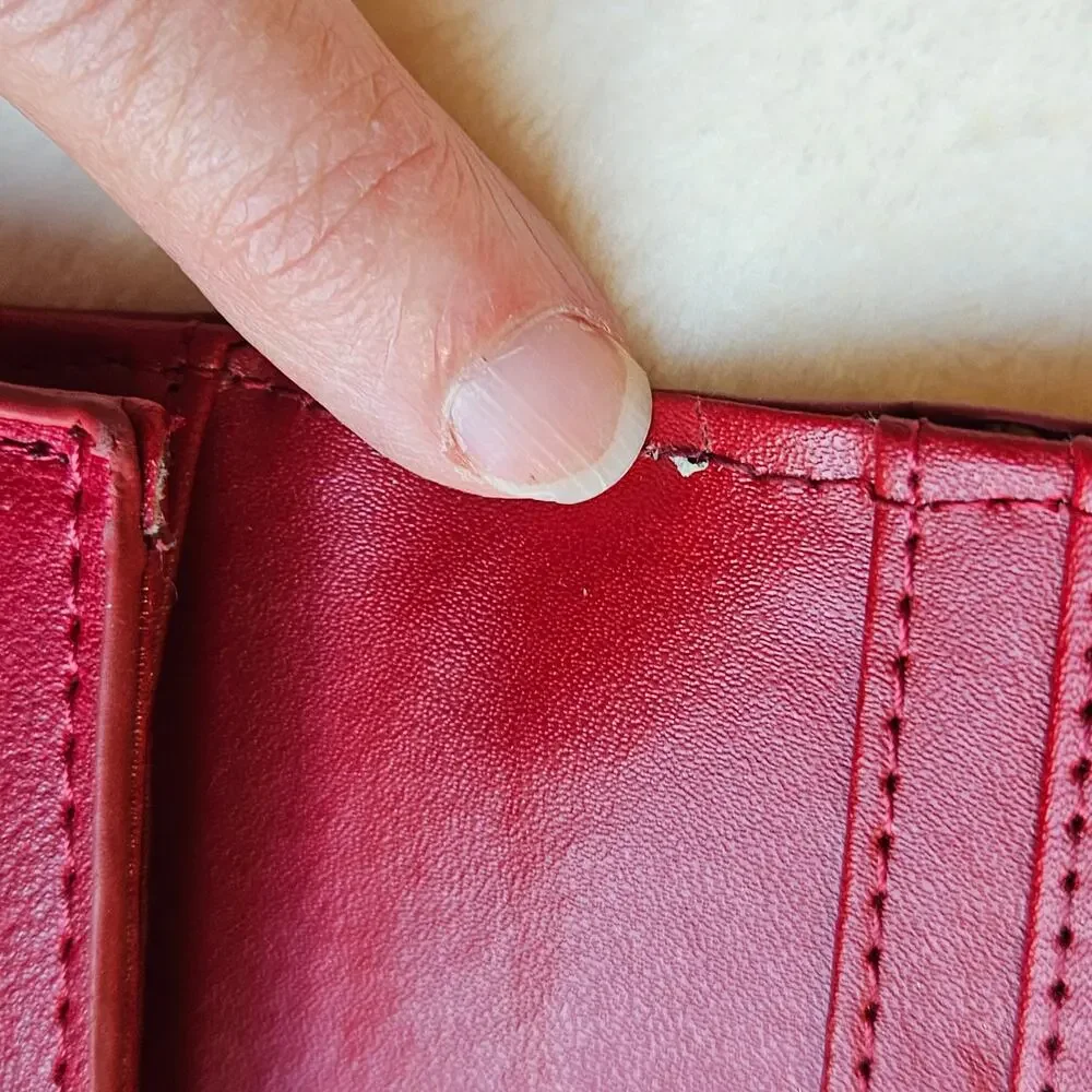 Kate & Alex Red Wallet Clutch Gold Tone Hardware Zip Coin Pocket